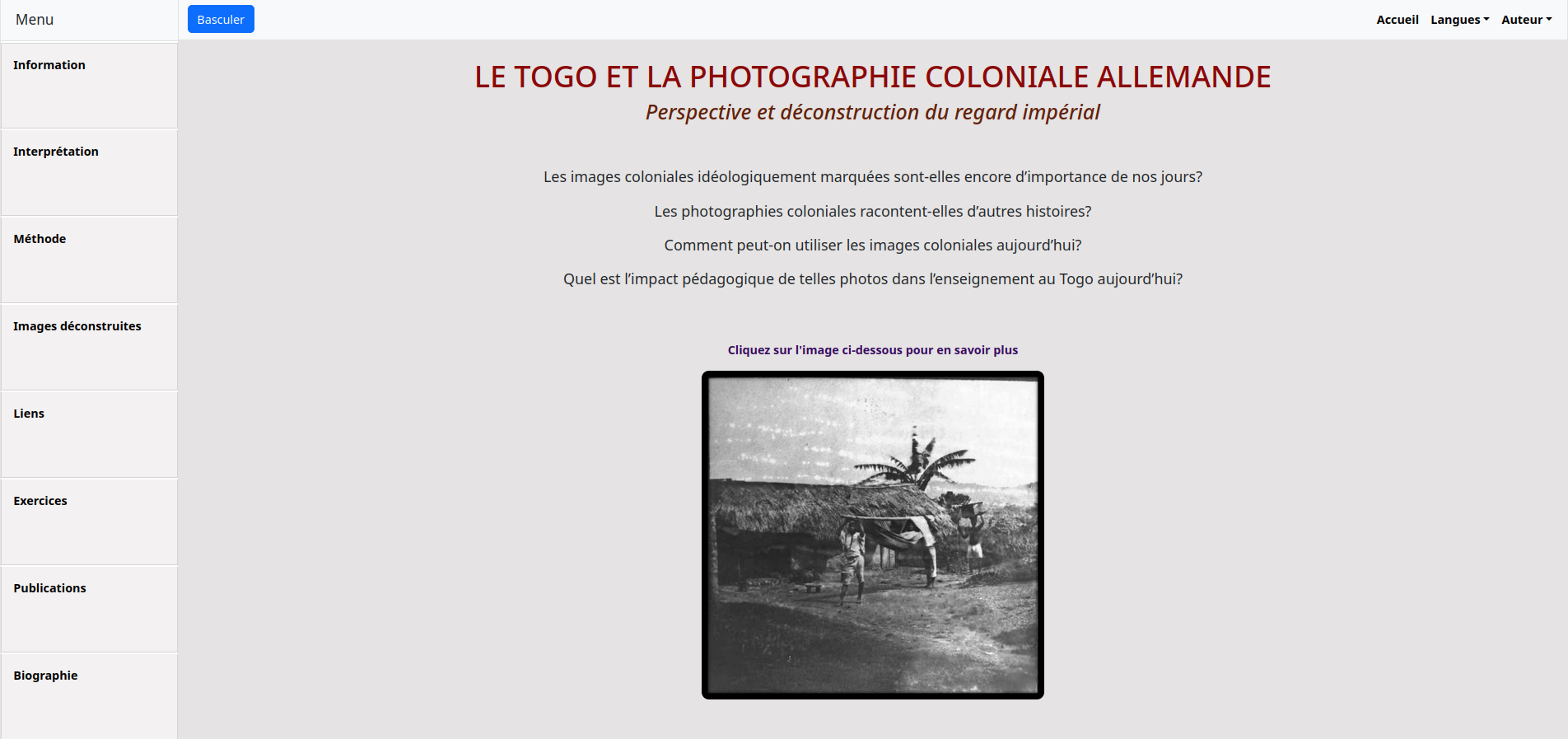 Screenshot of the website Colonial Photography